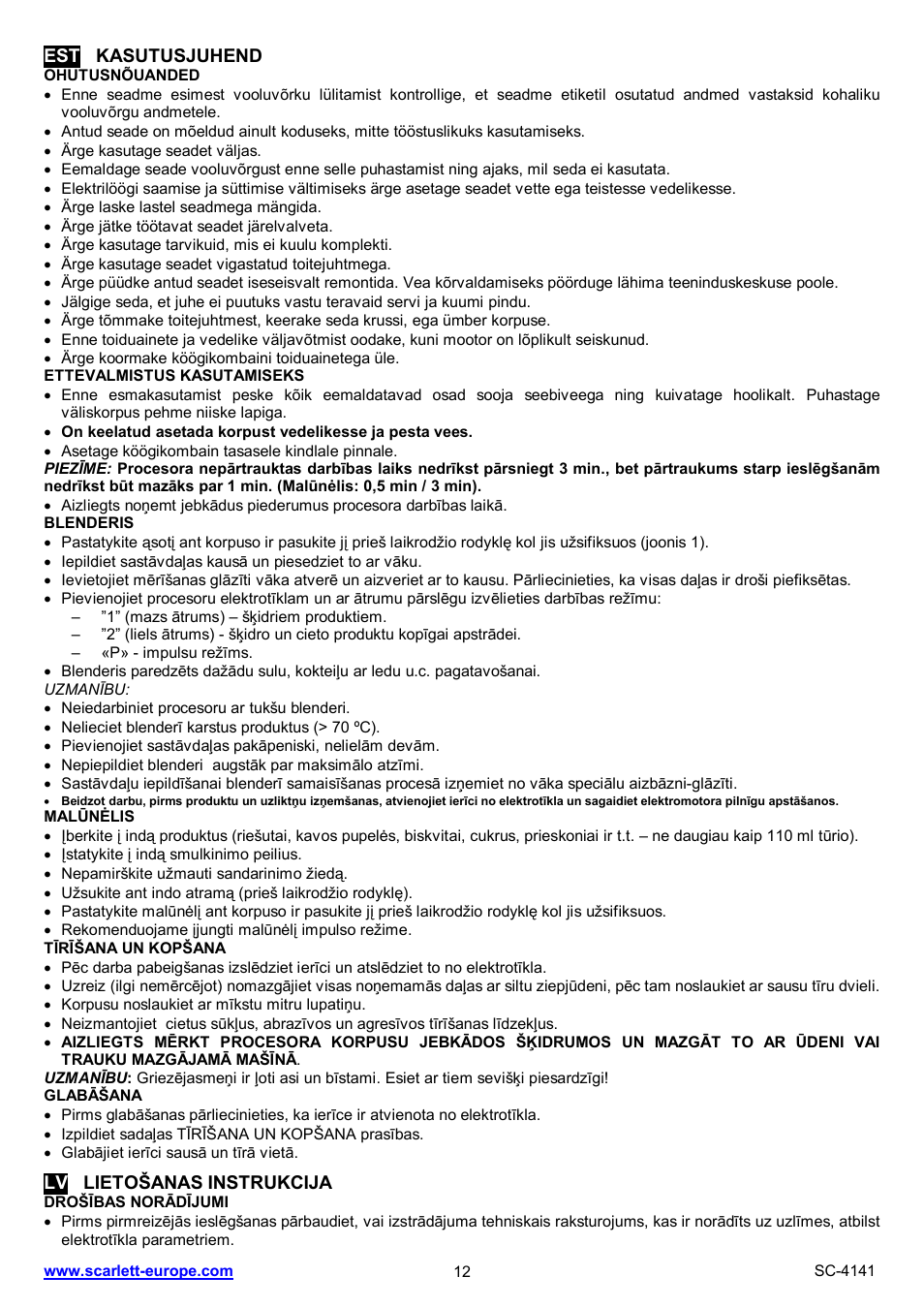 Scarlett SC-4141 User Manual | Page 12 / 18