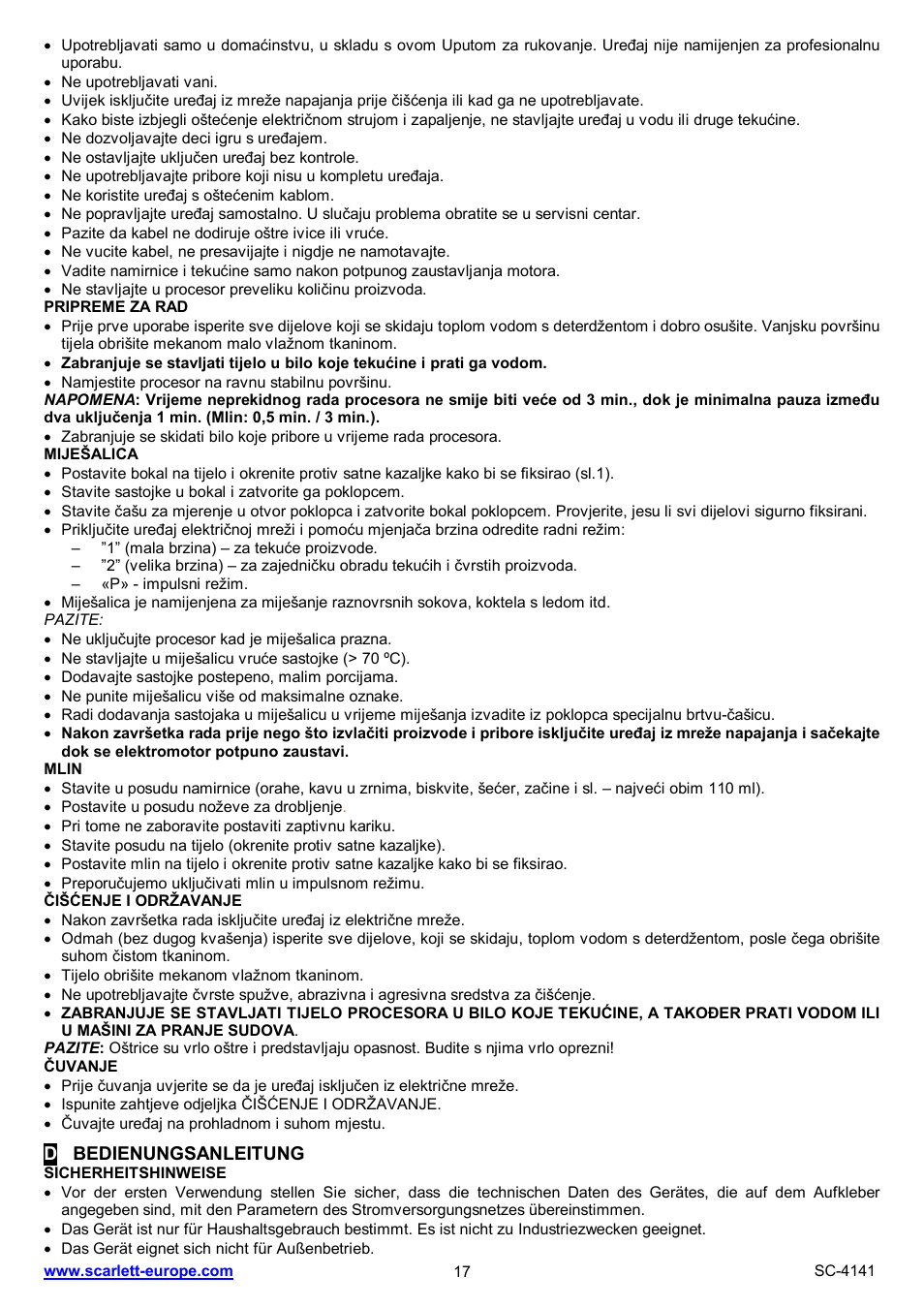 Scarlett SC-4141 User Manual | Page 17 / 18