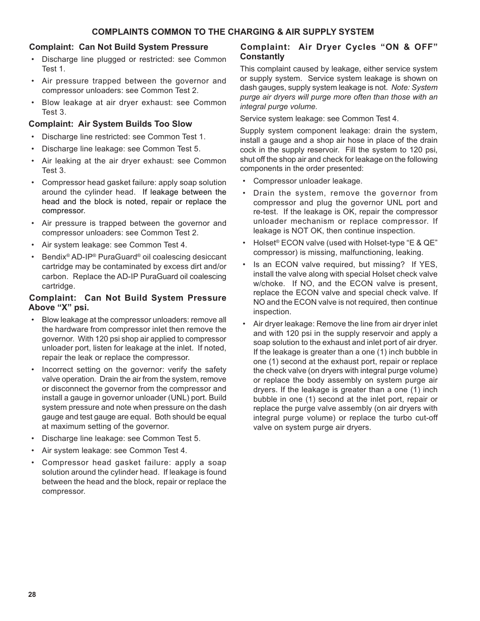 Bendix Commercial Vehicle Systems AD-SP SYSTEM PURGE AIR DRYER 10/04 User Manual | Page 28 / 30