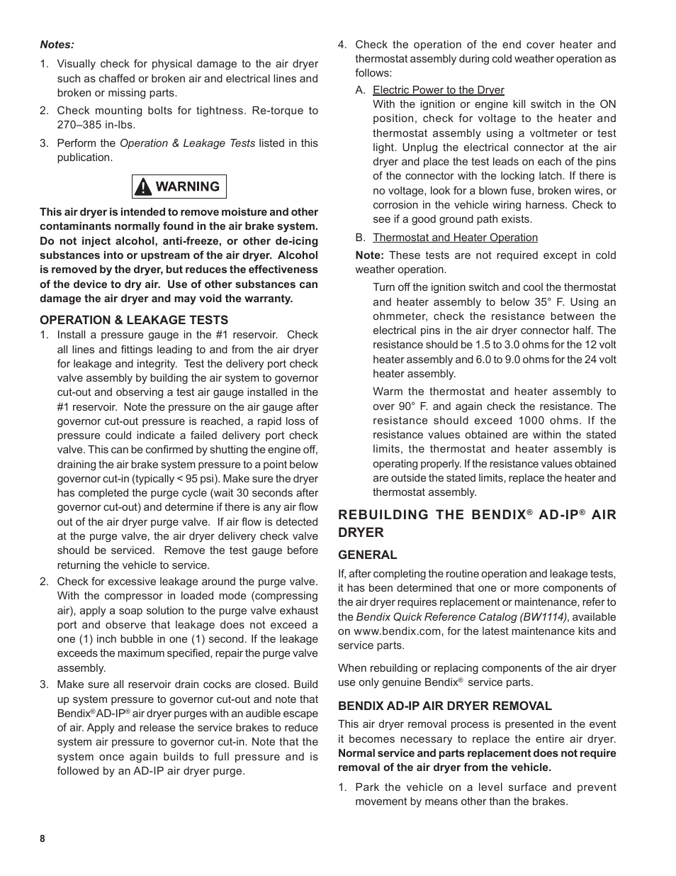 Bendix Commercial Vehicle Systems AD-SP SYSTEM PURGE AIR DRYER 10/04 User Manual | Page 8 / 30