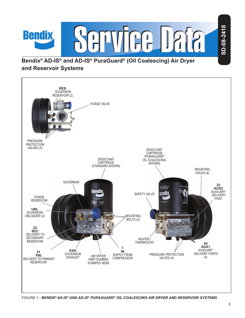 Bendix Commercial Vehicle Systems AD-IS AIR DRYER AND RESERVOIR SYSTM User Manual | 16 pages