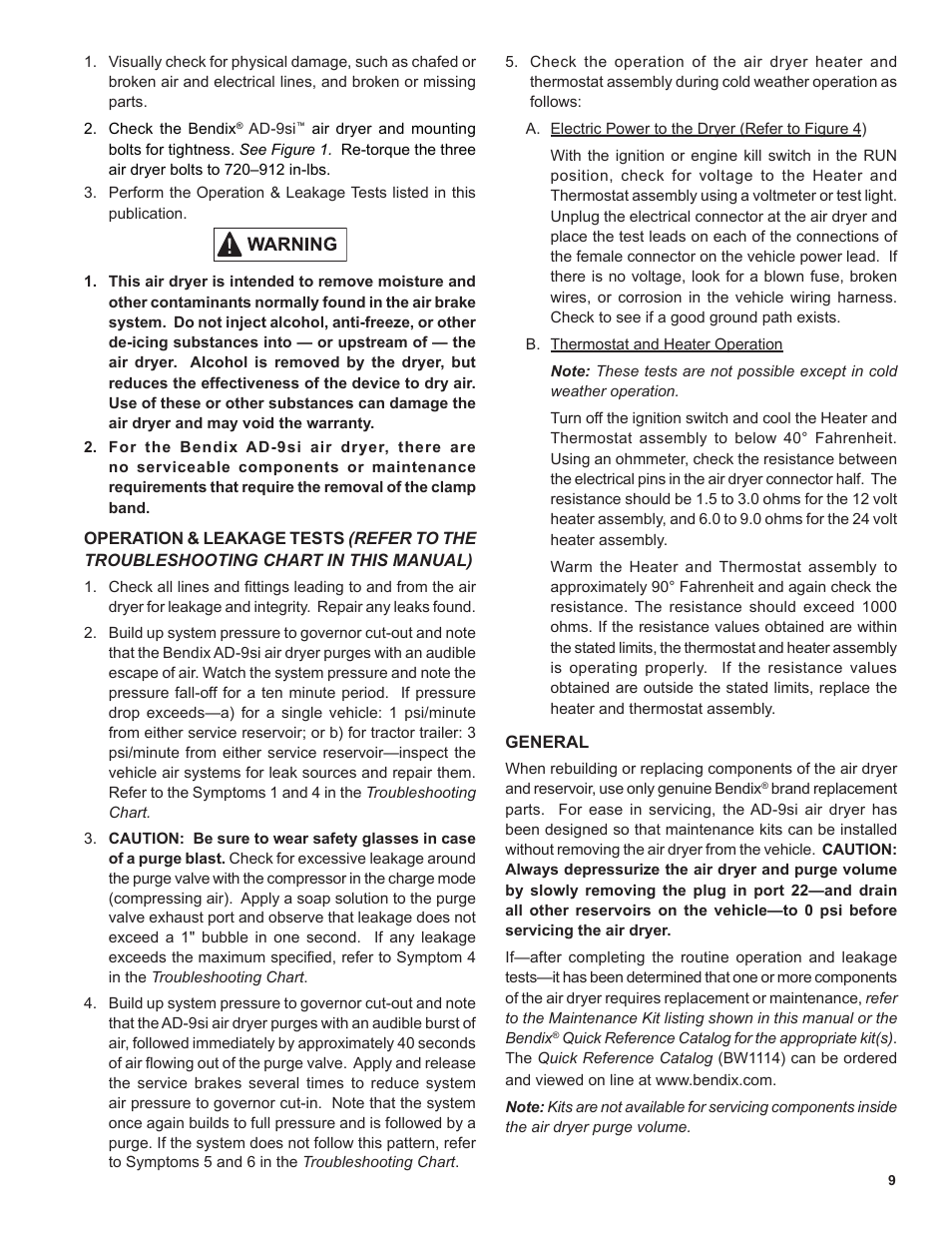 Bendix Commercial Vehicle Systems AD-9si Oil Coalescing Air Dryer User Manual | Page 9 / 16