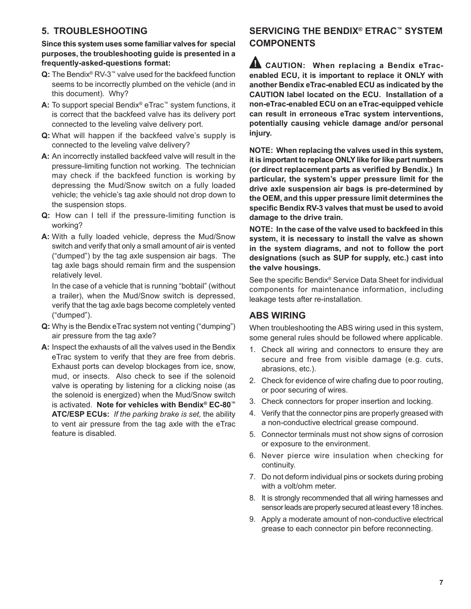 Bendix Commercial Vehicle Systems eTrac Automated Air Pressure Transfer System User Manual | Page 7 / 8