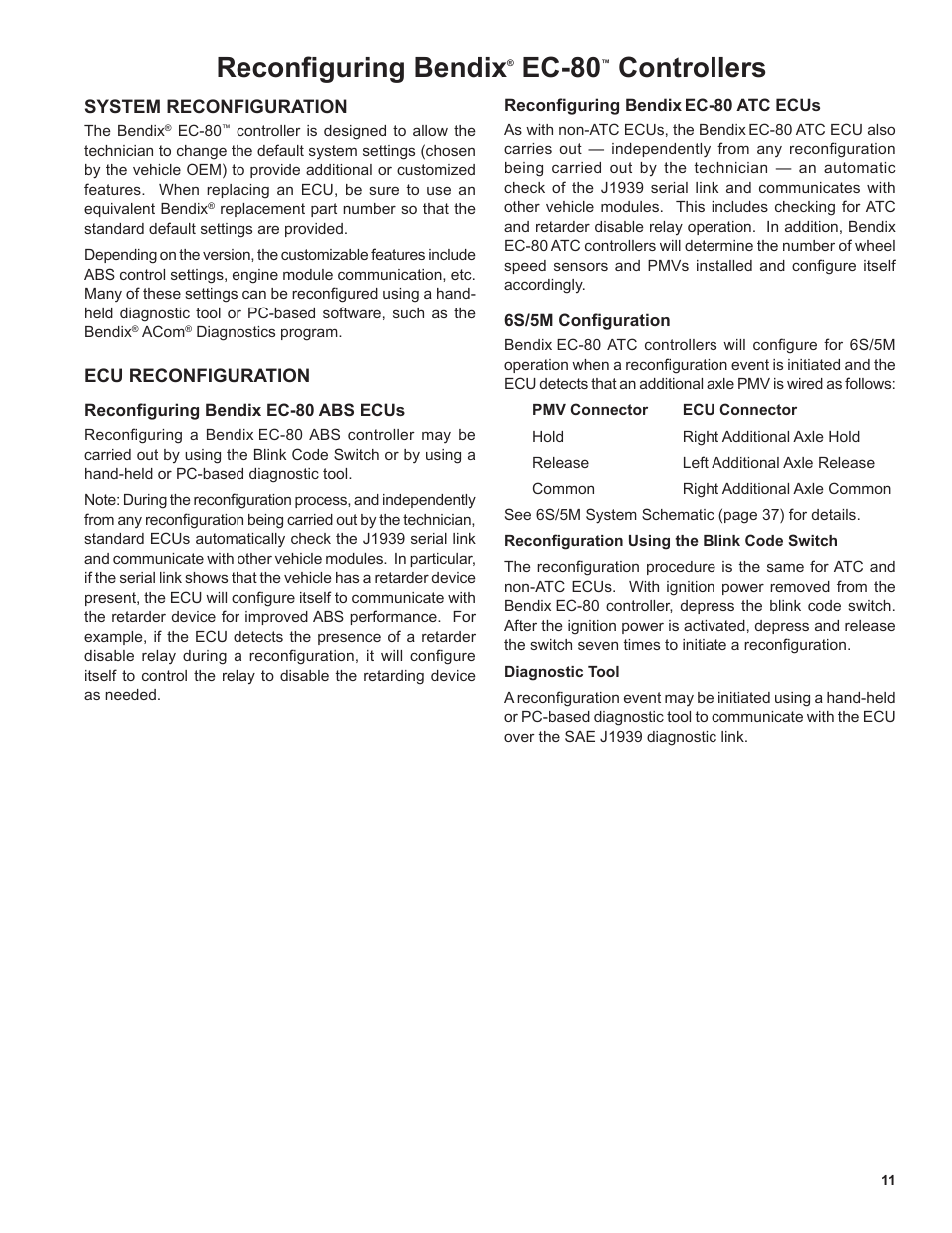 Reconfiguring bendix, Ec-80, Controllers | Bendix Commercial Vehicle Systems EC-80 ABS ATC SD User Manual | Page 11 / 44