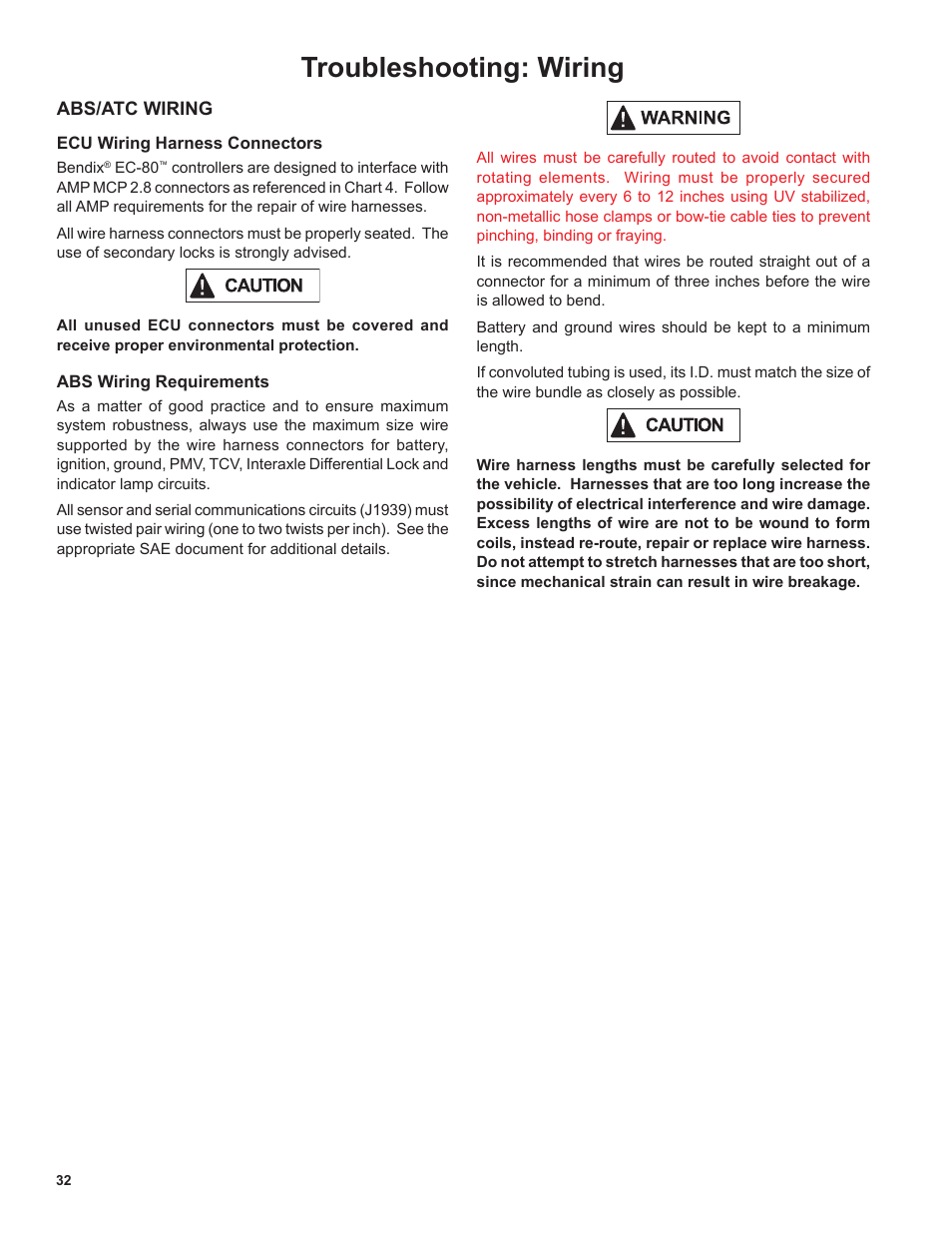 Troubleshooting: wiring | Bendix Commercial Vehicle Systems EC-80 ABS ATC SD User Manual | Page 32 / 44