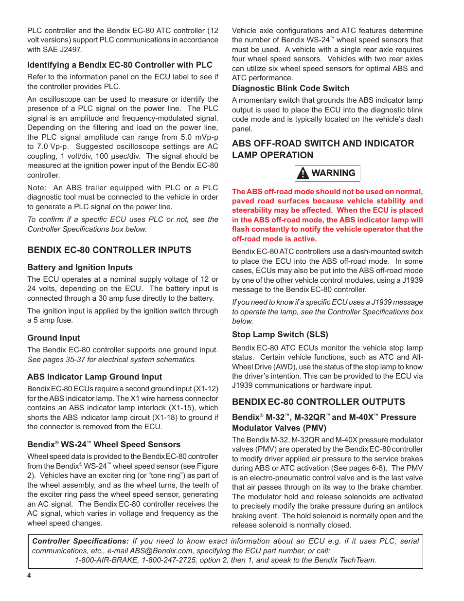 Bendix Commercial Vehicle Systems EC-80 ABS ATC SD User Manual | Page 4 / 44