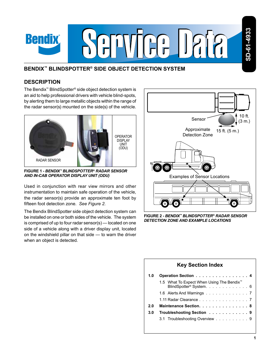 Bendix Commercial Vehicle Systems Bendix BlindSpotter SD User Manual | 20 pages