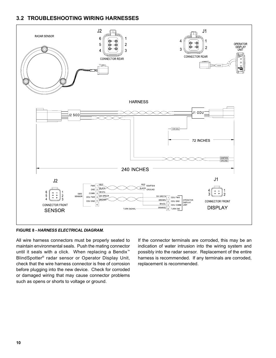 2 troubleshooting wiring harnesses | Bendix Commercial Vehicle Systems Bendix BlindSpotter SD User Manual | Page 10 / 20