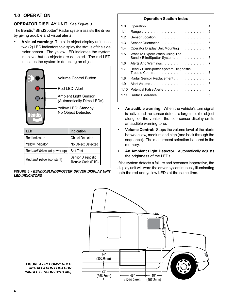 0 operation | Bendix Commercial Vehicle Systems Bendix BlindSpotter SD User Manual | Page 4 / 20