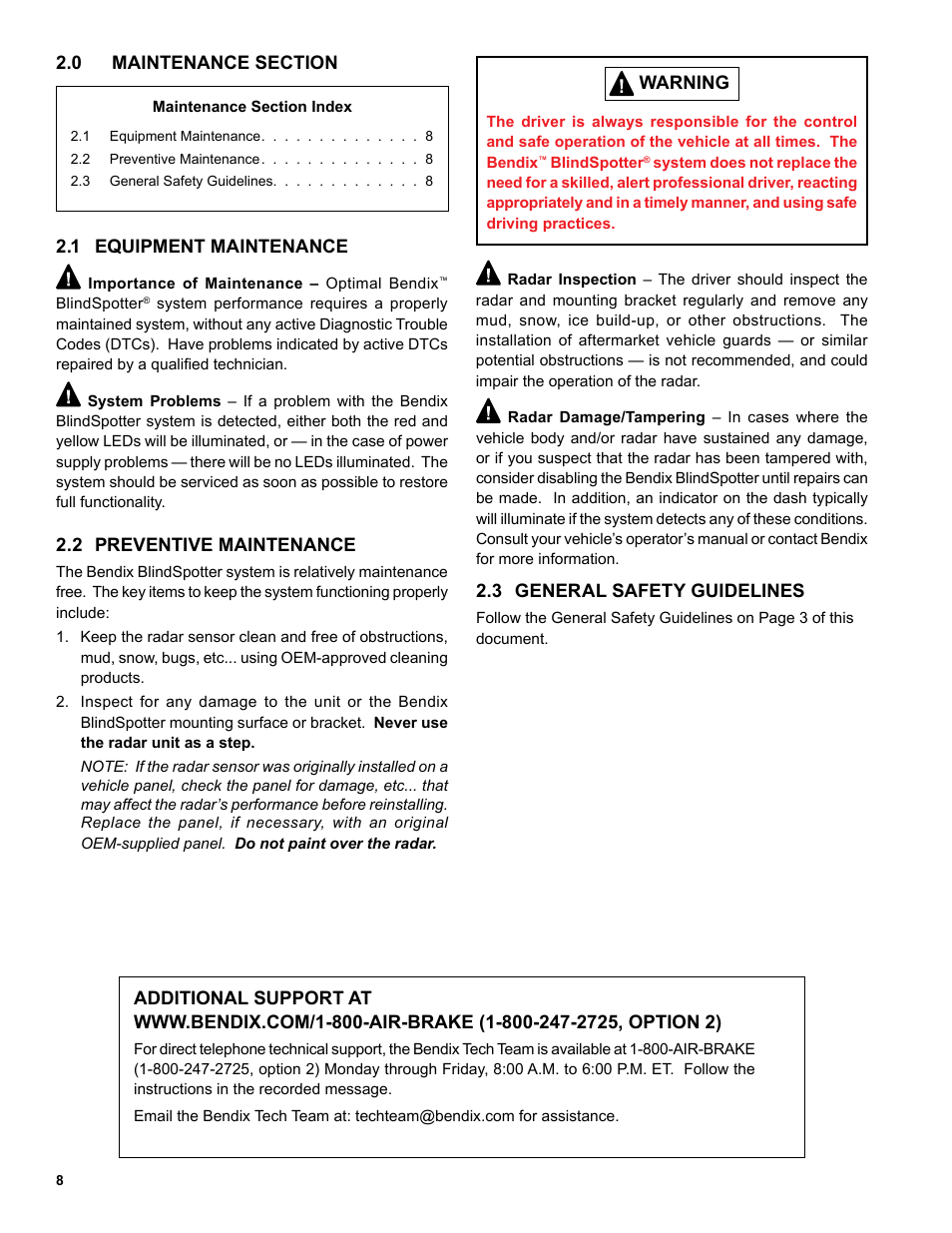 Bendix Commercial Vehicle Systems Bendix BlindSpotter SD User Manual | Page 8 / 20