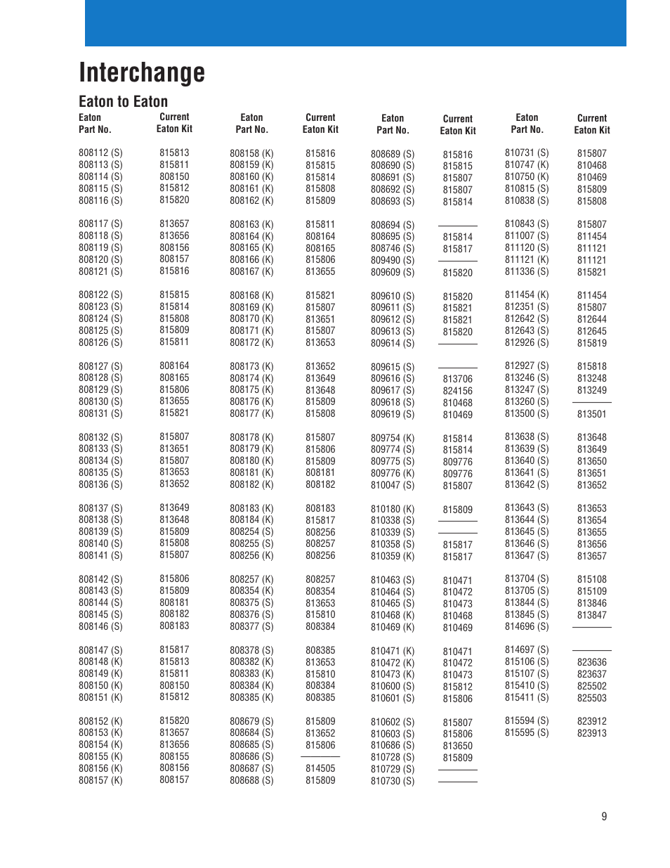 Interchange, Eaton to eaton | Bendix Commercial Vehicle Systems ILLUSTRATED PARTS AUTO SLACK ADJUST User Manual | Page 11 / 12