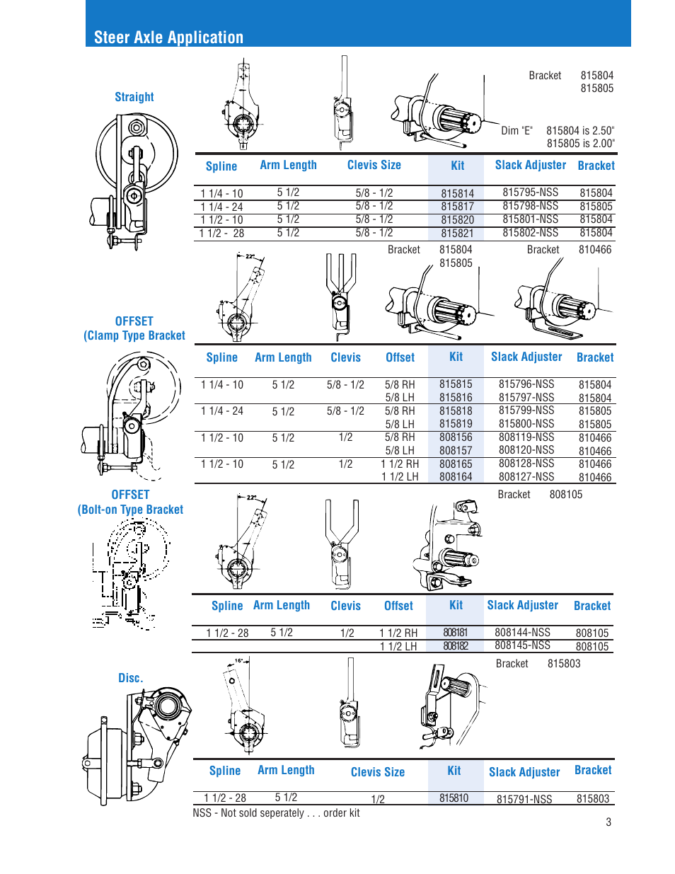 Steer axle application | Bendix Commercial Vehicle Systems ILLUSTRATED PARTS AUTO SLACK ADJUST User Manual | Page 5 / 12