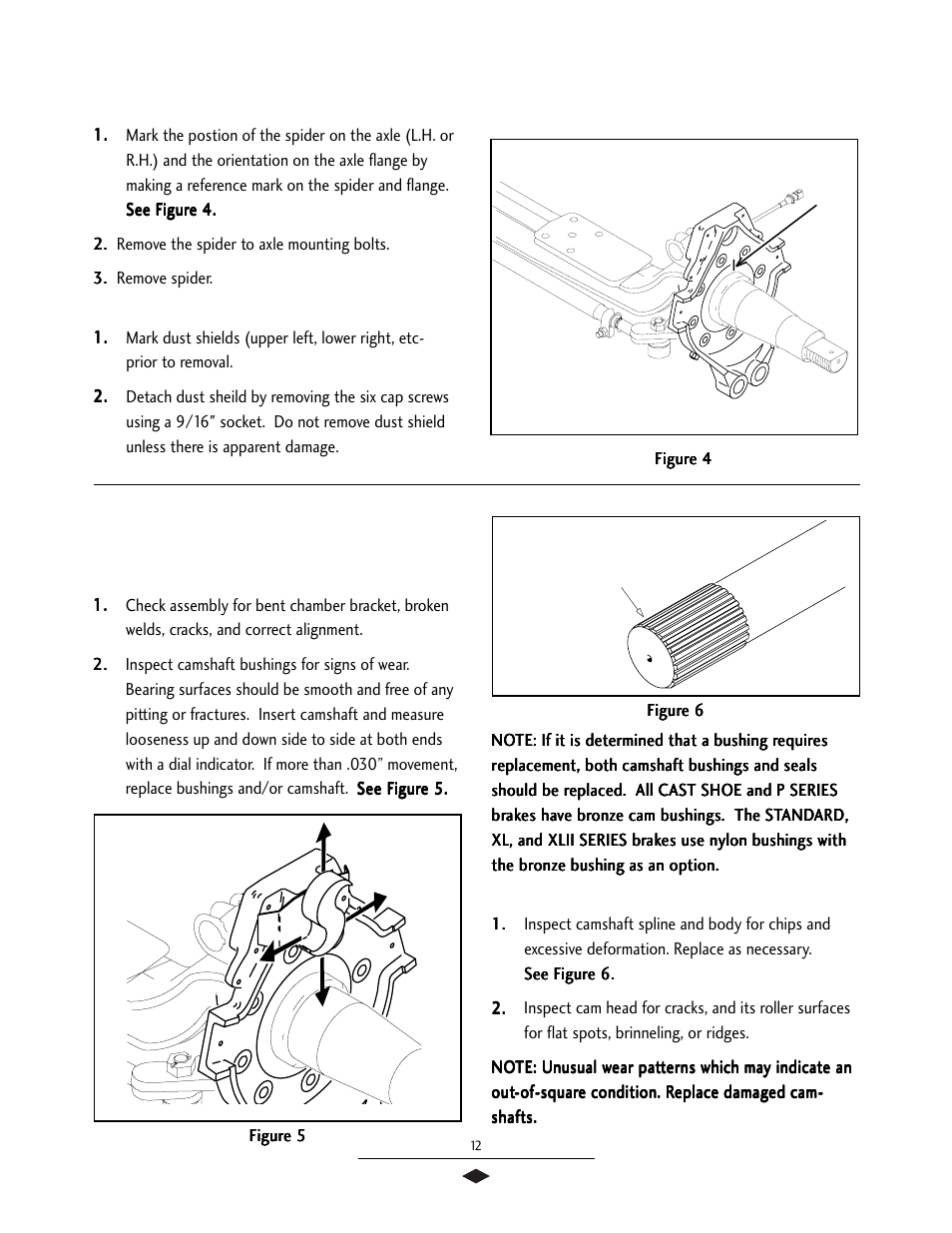 Inspection of parts, Brake disassembly (continued) | Bendix Commercial Vehicle Systems 16 1/2 SCAM/XTRA LIFE SERV MANUAL User Manual | Page 14 / 26