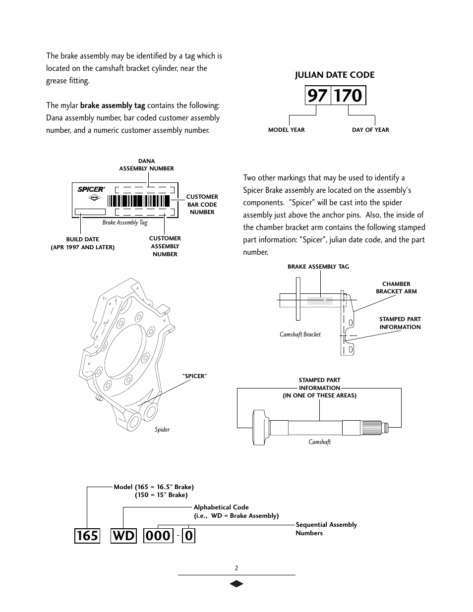 Identification, Model identification numbering system | Bendix Commercial Vehicle Systems 16 1/2 SCAM/XTRA LIFE SERV MANUAL User Manual | Page 4 / 26