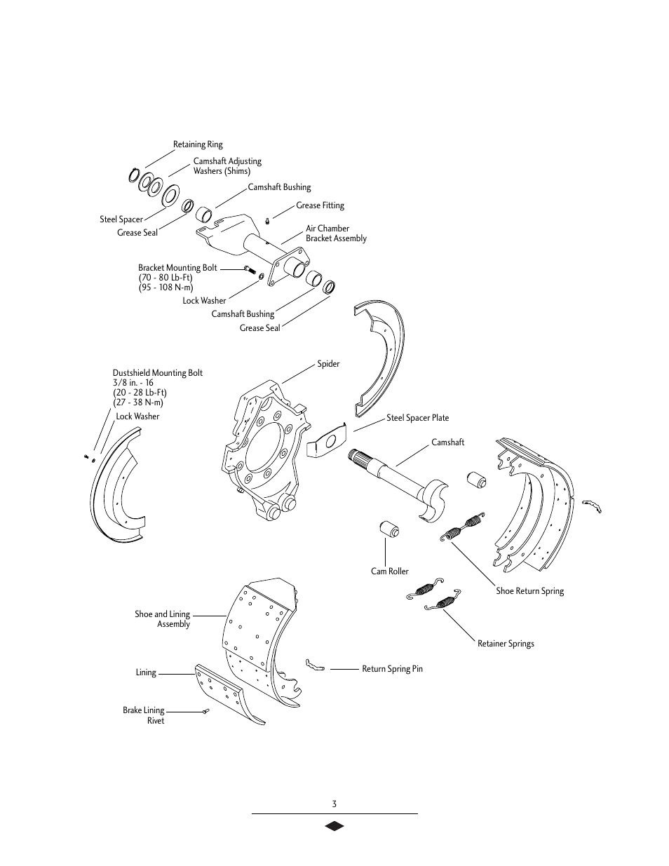 Components - standard & xl, Brake components standard/ xtralife 16.5 | Bendix Commercial Vehicle Systems 16 1/2 SCAM/XTRA LIFE SERV MANUAL User Manual | Page 5 / 26