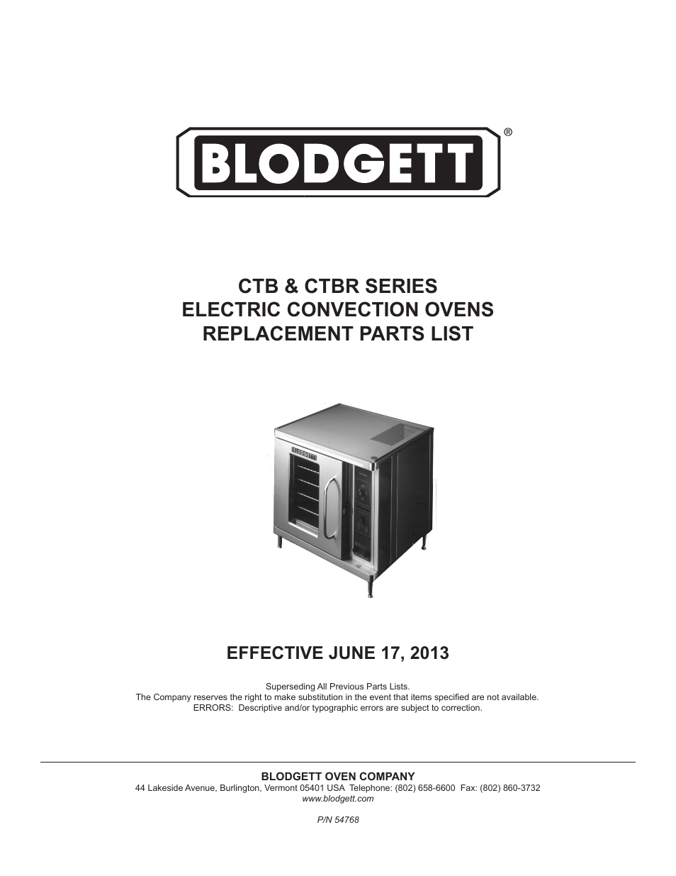 Blodgett CTB User Manual | 12 pages