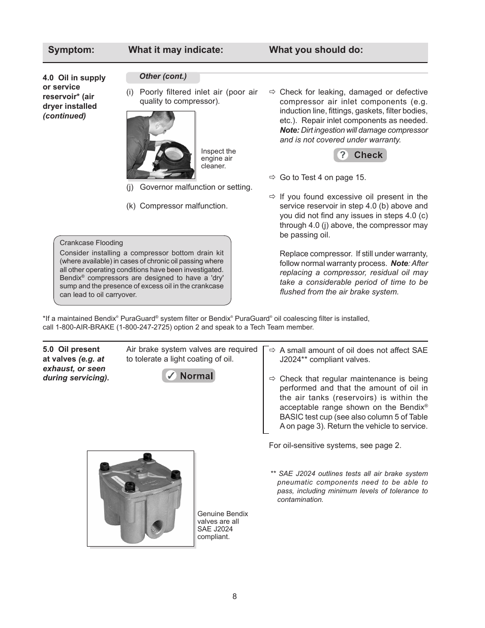 Symptom: what it may indicate: what you should do | Bendix Commercial Vehicle Systems TROUBLE SHOOTING COMPRESSOR User Manual | Page 8 / 20