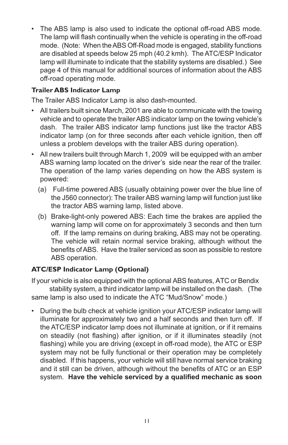 Bendix Commercial Vehicle Systems ABS OPERATORS MANUAL ESP 4/11 User Manual | Page 11 / 12