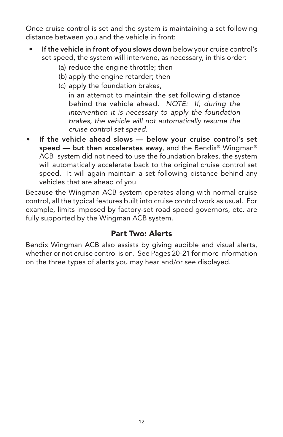 Bendix Commercial Vehicle Systems WINGMAN ACB User Manual | Page 12 / 28