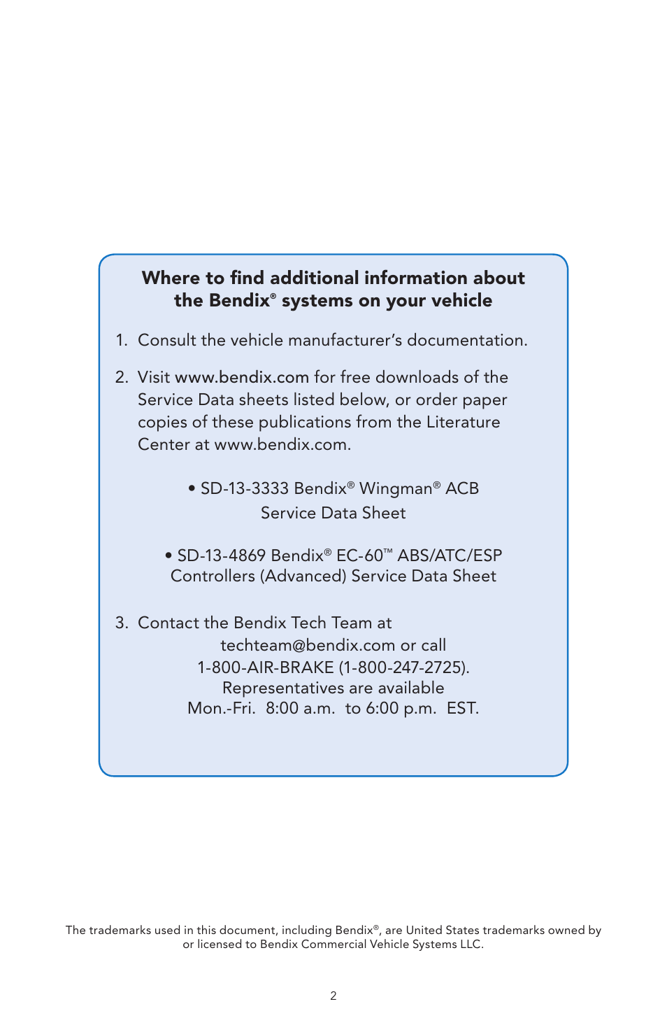 Systems on your vehicle | Bendix Commercial Vehicle Systems WINGMAN ACB User Manual | Page 2 / 28