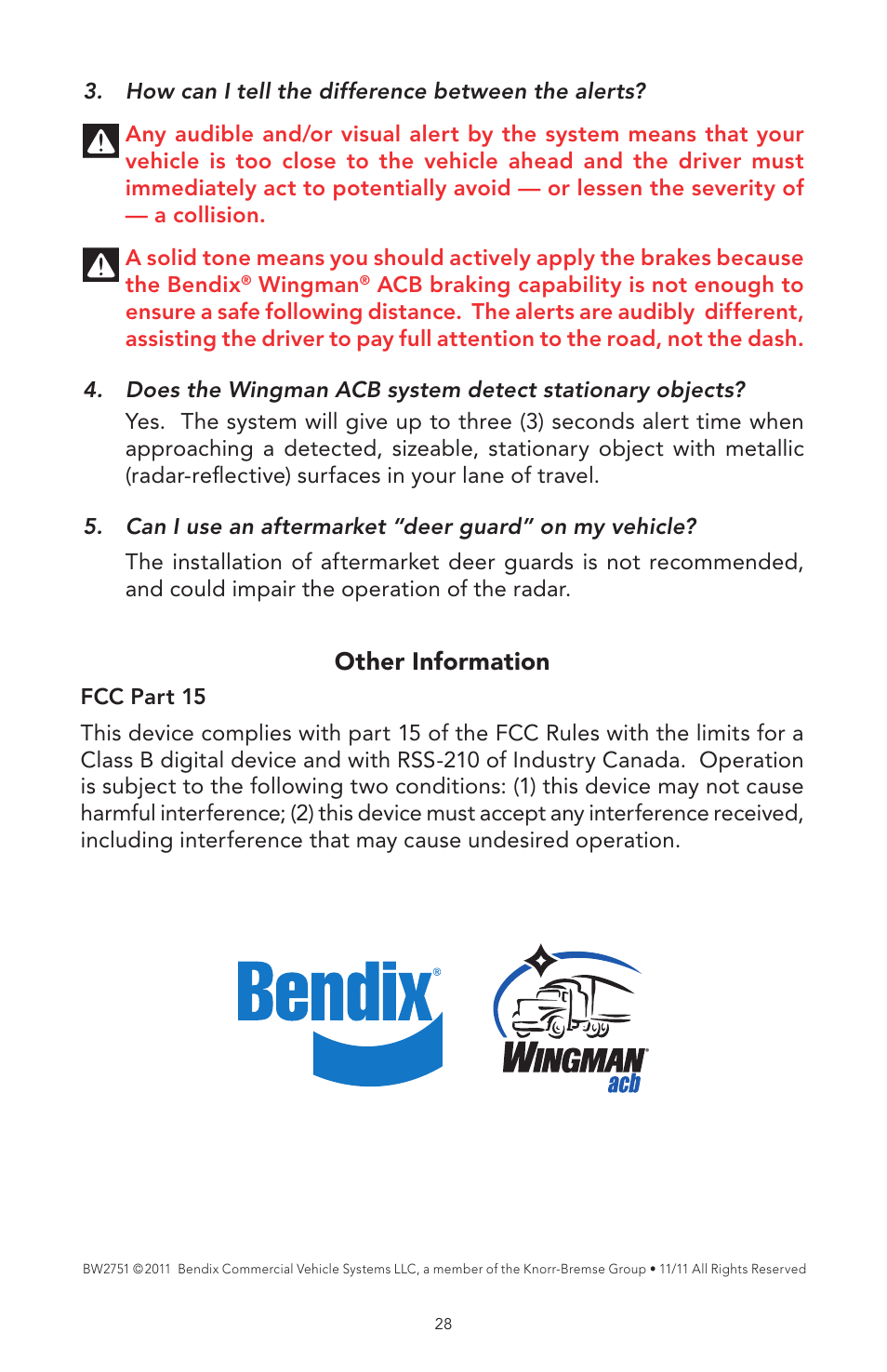 Other information | Bendix Commercial Vehicle Systems WINGMAN ACB User Manual | Page 28 / 28