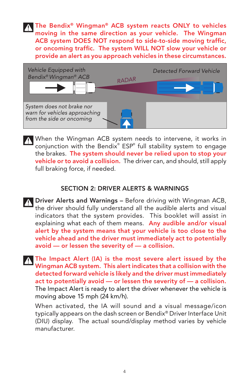 Bendix Commercial Vehicle Systems WINGMAN ACB User Manual | Page 4 / 28