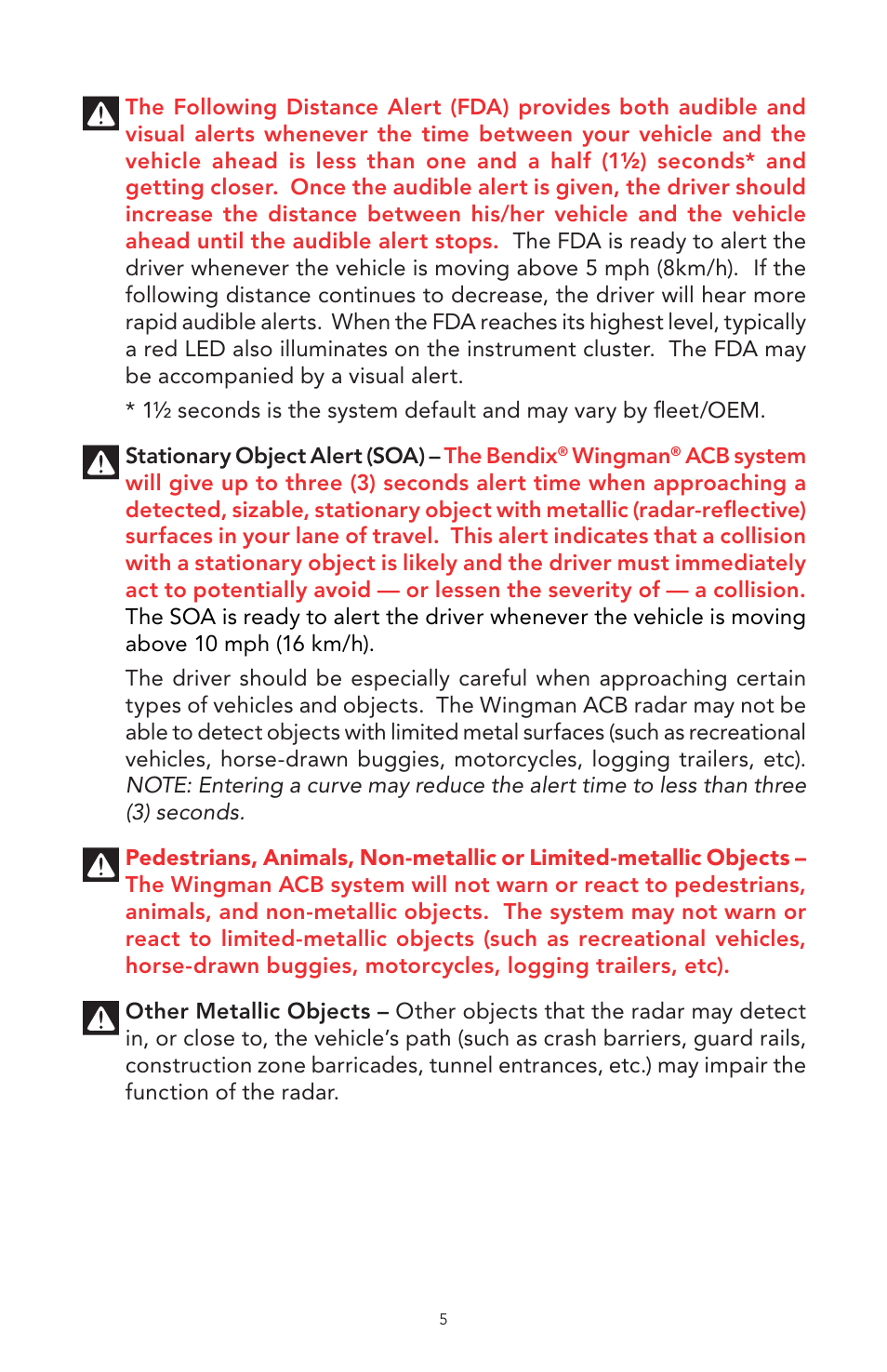Bendix Commercial Vehicle Systems WINGMAN ACB User Manual | Page 5 / 28