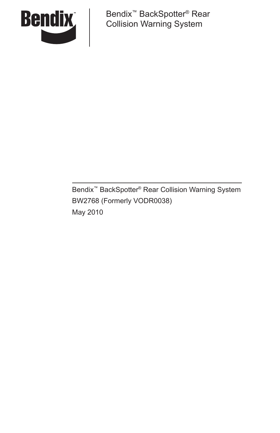 Bendix Commercial Vehicle Systems BACKSPOTTER User Manual | 25 pages