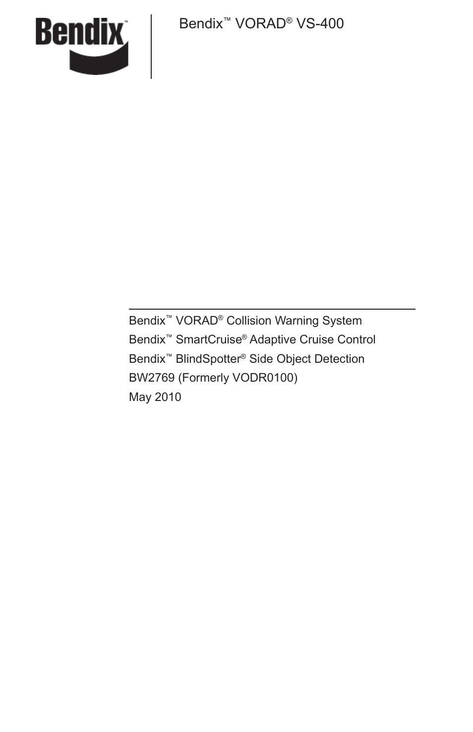 Bendix Commercial Vehicle Systems VORAD DRIVER User Manual | 30 pages