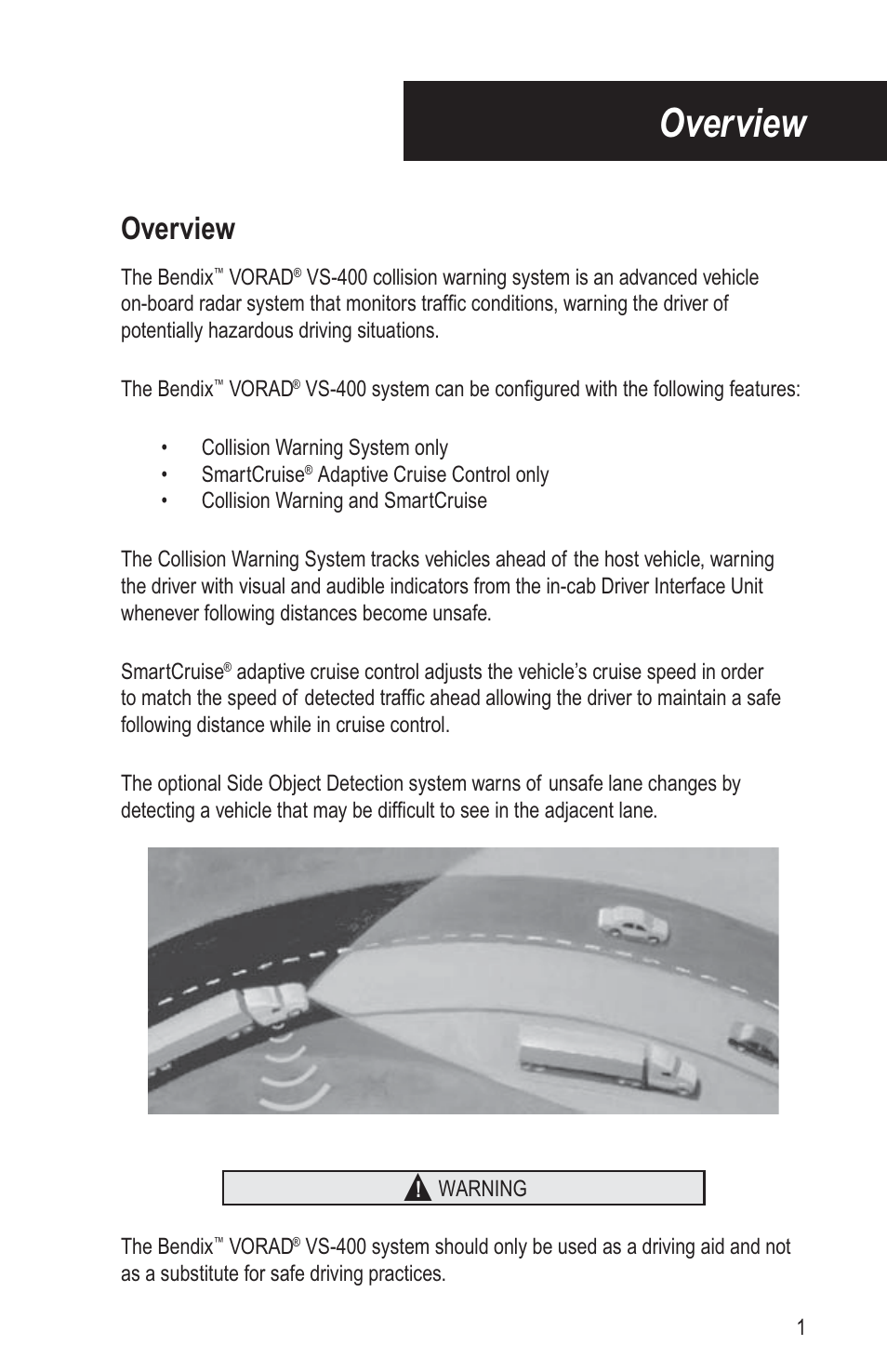 Overview | Bendix Commercial Vehicle Systems VORAD DRIVER User Manual | Page 6 / 30