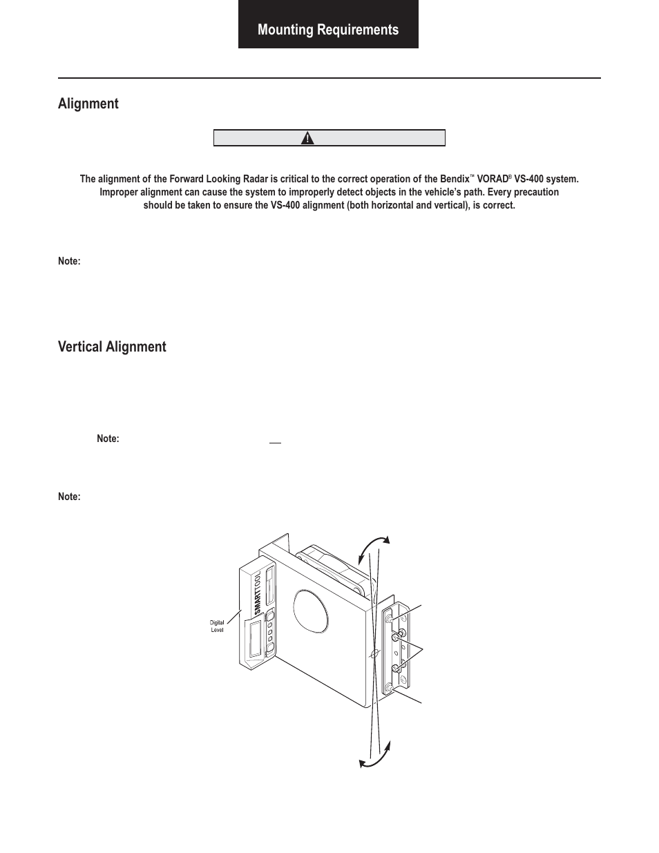 Mounting requirements alignment, Vertical alignment | Bendix Commercial Vehicle Systems VORAD VS-400 SYSTEM INSTALL GUIDE User Manual | Page 19 / 49