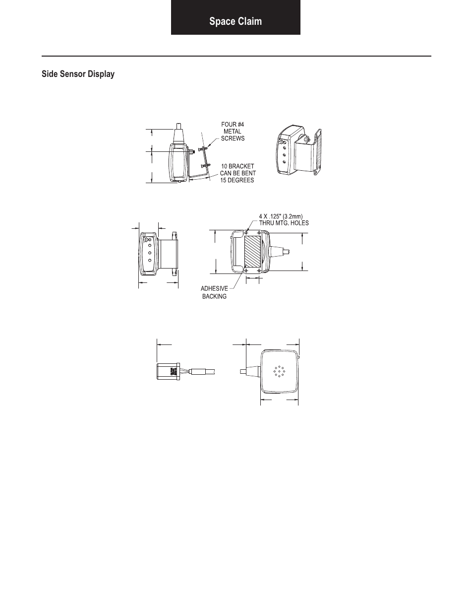 Space claim, Side sensor display | Bendix Commercial Vehicle Systems VORAD VS-400 SYSTEM INSTALL GUIDE User Manual | Page 9 / 49