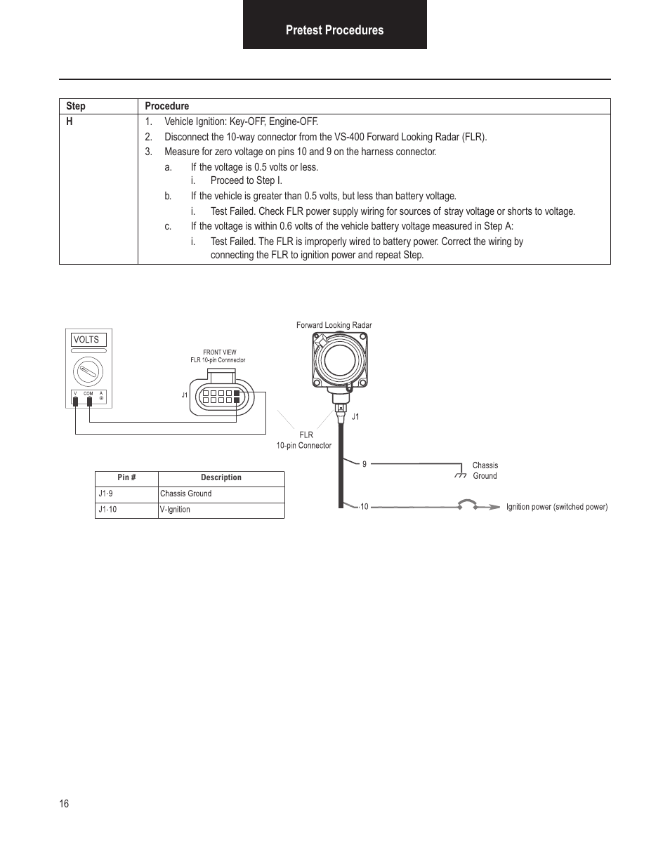 Pretest procedures | Bendix Commercial Vehicle Systems VORAD VS-400 INSTALLATION NOTES User Manual | Page 18 / 54