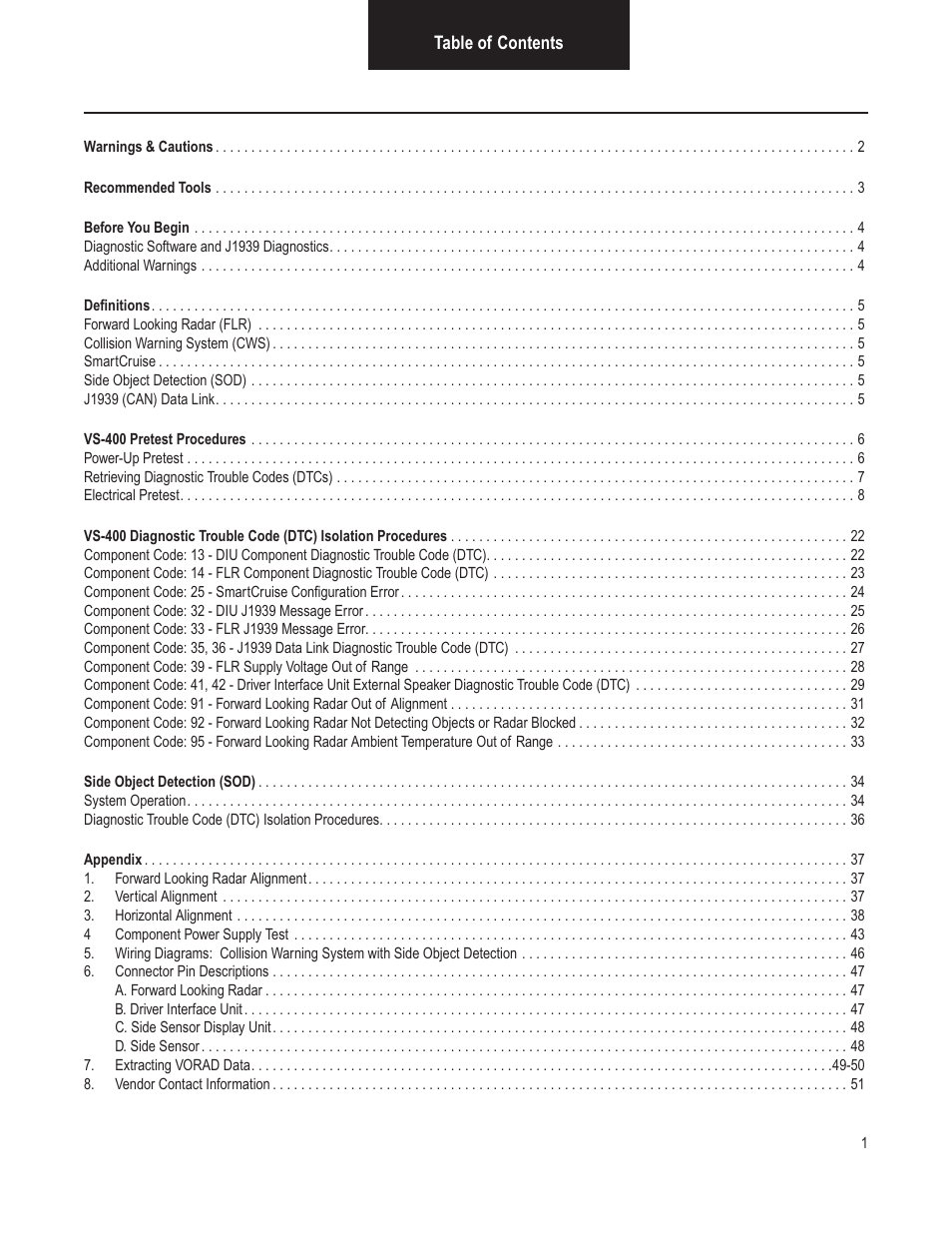 Bendix Commercial Vehicle Systems VORAD VS-400 INSTALLATION NOTES User Manual | Page 3 / 54
