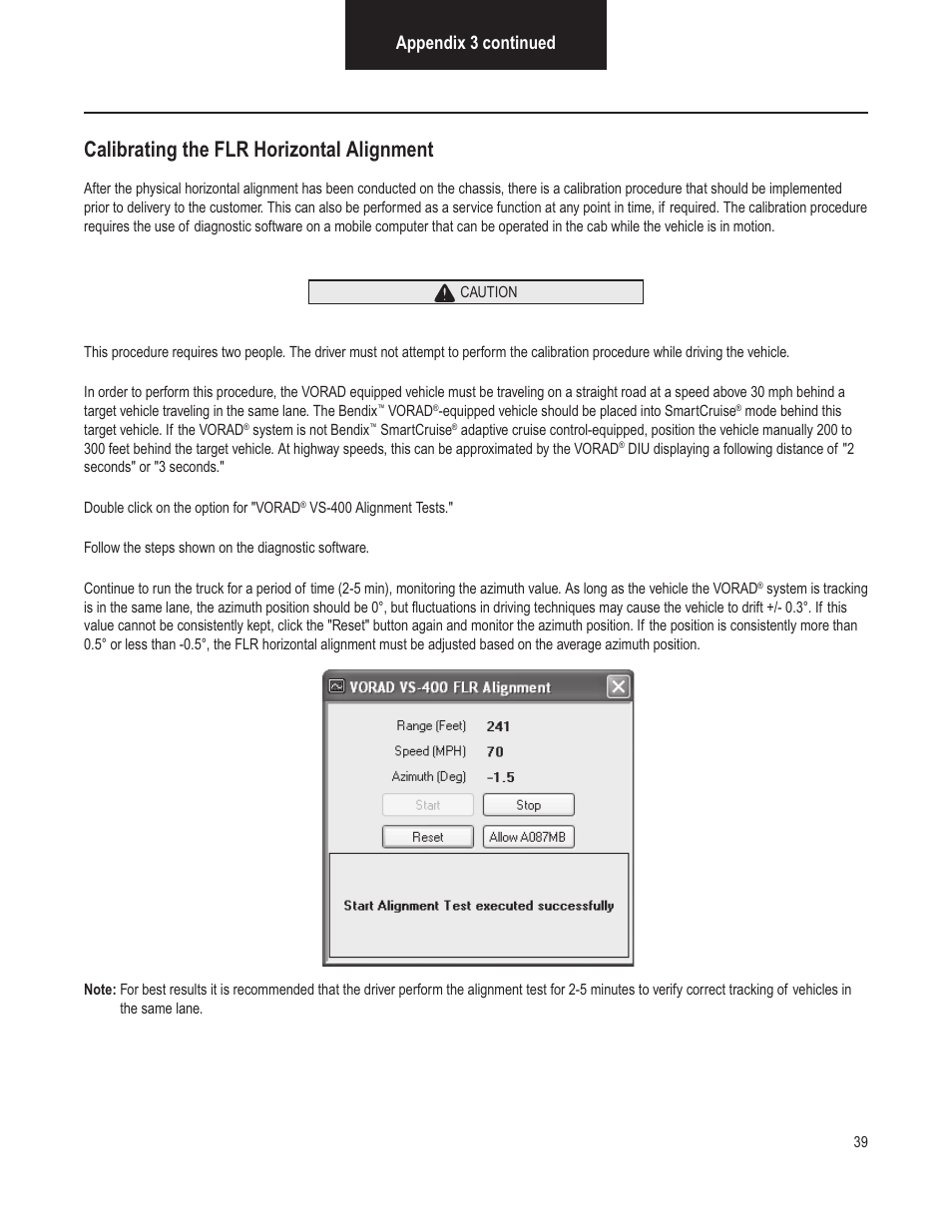 Calibrating the flr horizontal alignment, General information, Appendix 3 continued | Bendix Commercial Vehicle Systems VORAD VS-400 INSTALLATION NOTES User Manual | Page 41 / 54