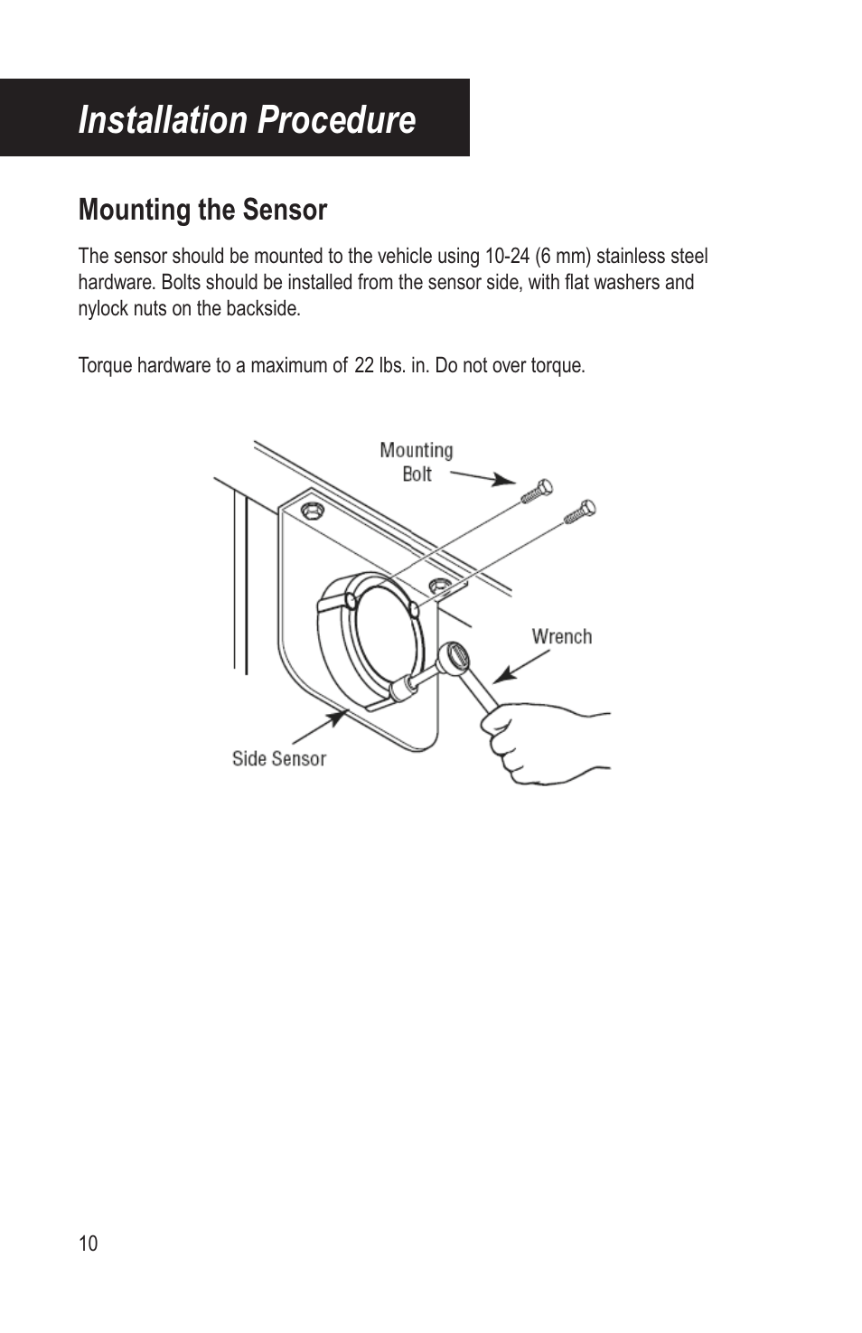 Installation procedure | Bendix Commercial Vehicle Systems BLINDSPOTTER INSTALLATION GUIDE User Manual | Page 12 / 30