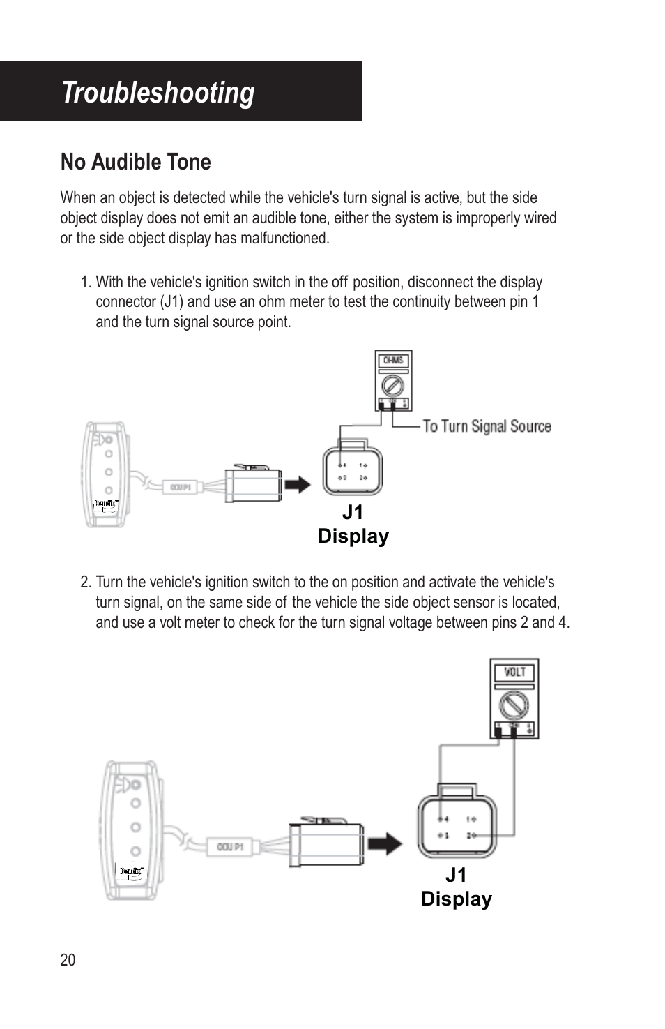 General information, Troubleshooting, No audible tone | Bendix Commercial Vehicle Systems BLINDSPOTTER INSTALLATION GUIDE User Manual | Page 22 / 30