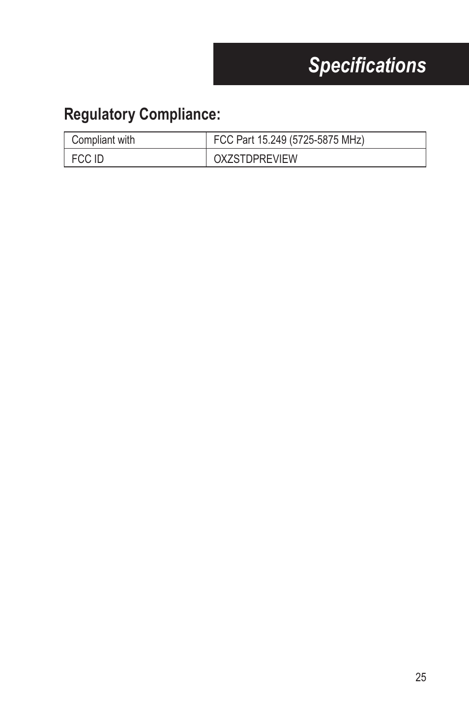 Specifi cations, Regulatory compliance | Bendix Commercial Vehicle Systems BLINDSPOTTER INSTALLATION GUIDE User Manual | Page 27 / 30