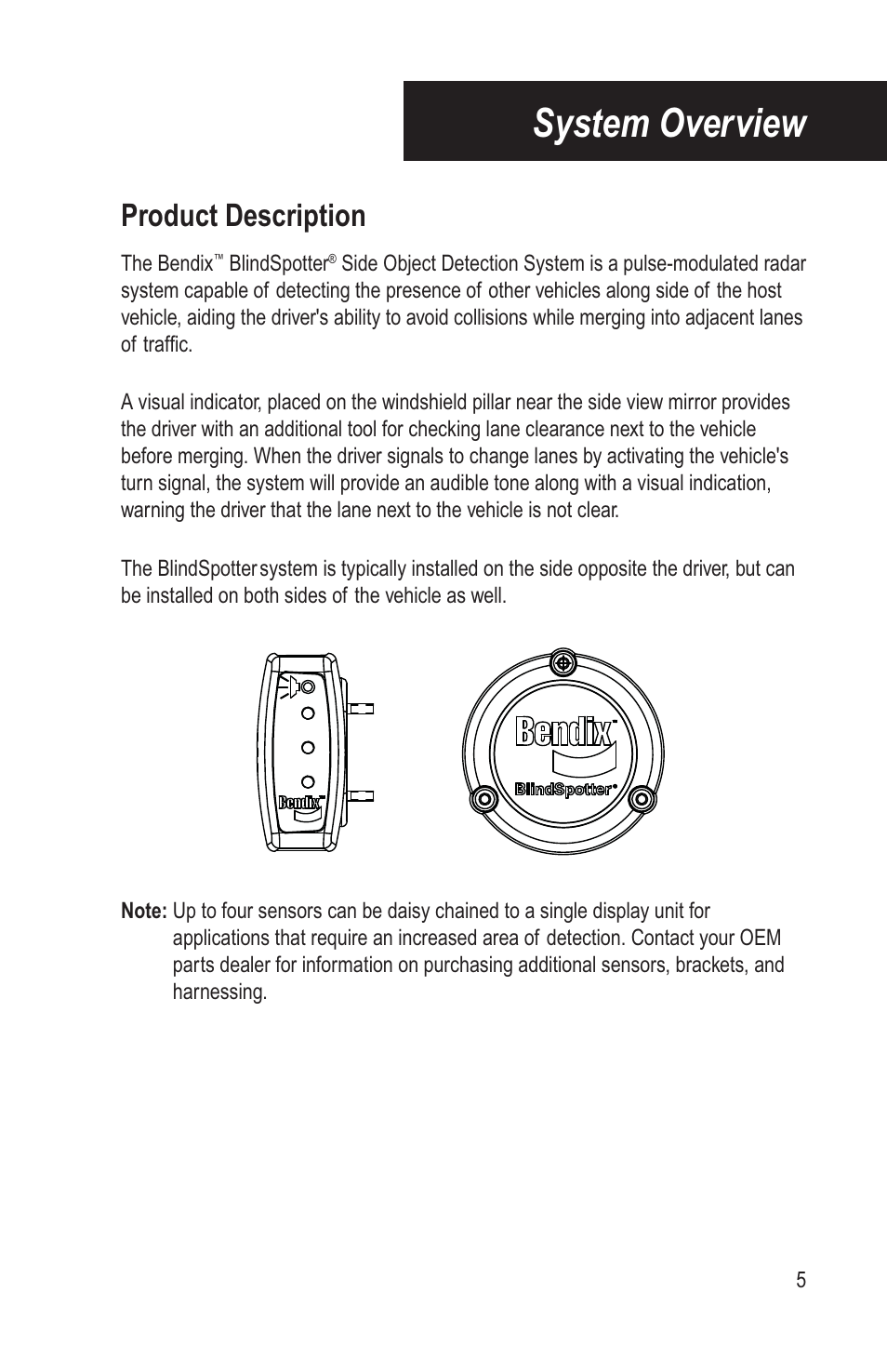 System overview, Product description | Bendix Commercial Vehicle Systems BLINDSPOTTER INSTALLATION GUIDE User Manual | Page 7 / 30