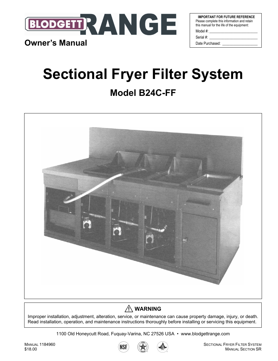 Blodgett B24C-FF User Manual | 20 pages