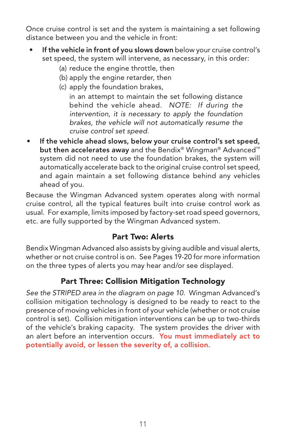 Bendix Commercial Vehicle Systems WINGMAN ADVANCED OPERATORS MANUAL User Manual | Page 11 / 28