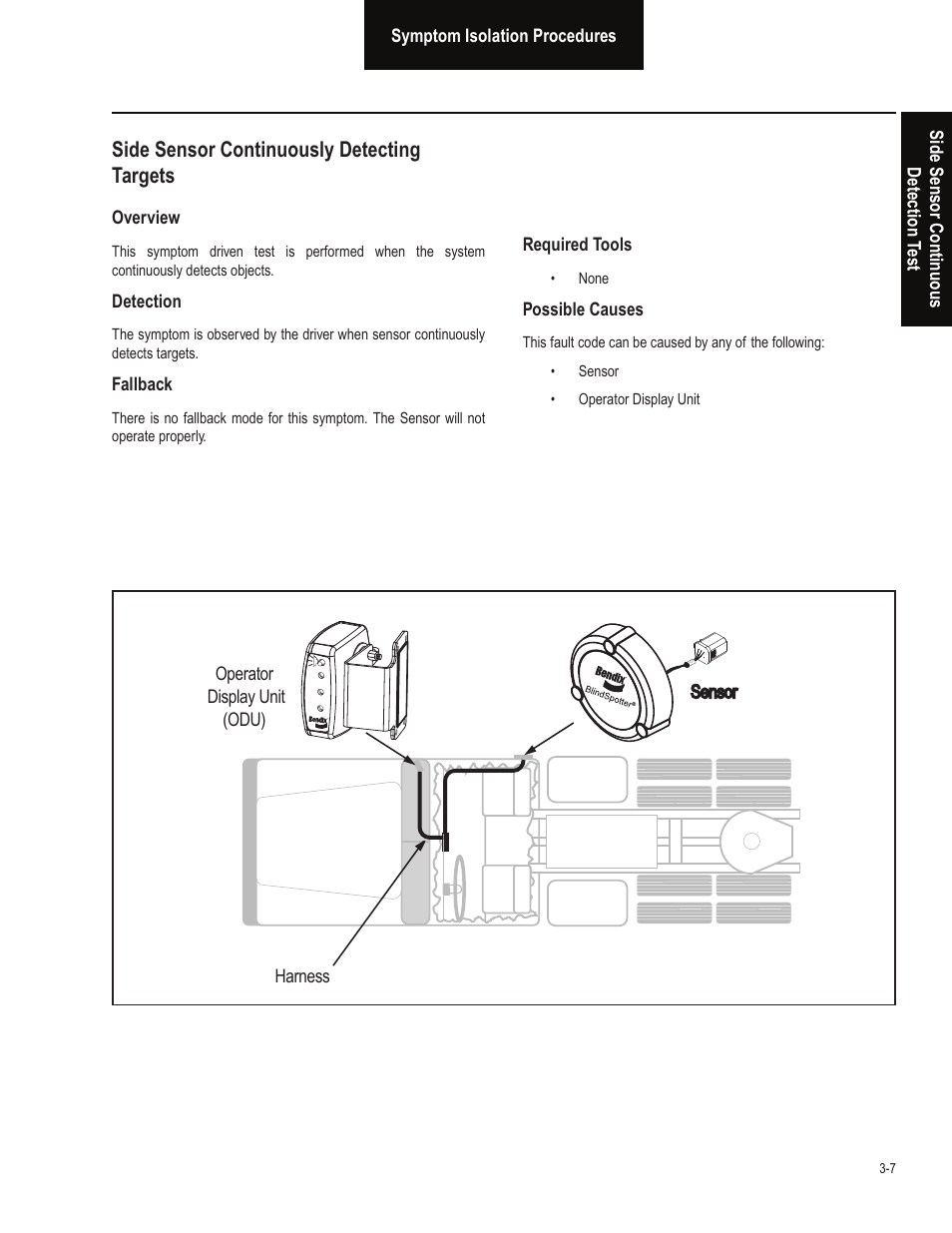 Side sensor continuously detecting targets | Bendix Commercial Vehicle Systems BLINDSPOTTER TROUBLESHOOTING GUIDE User Manual | Page 19 / 30