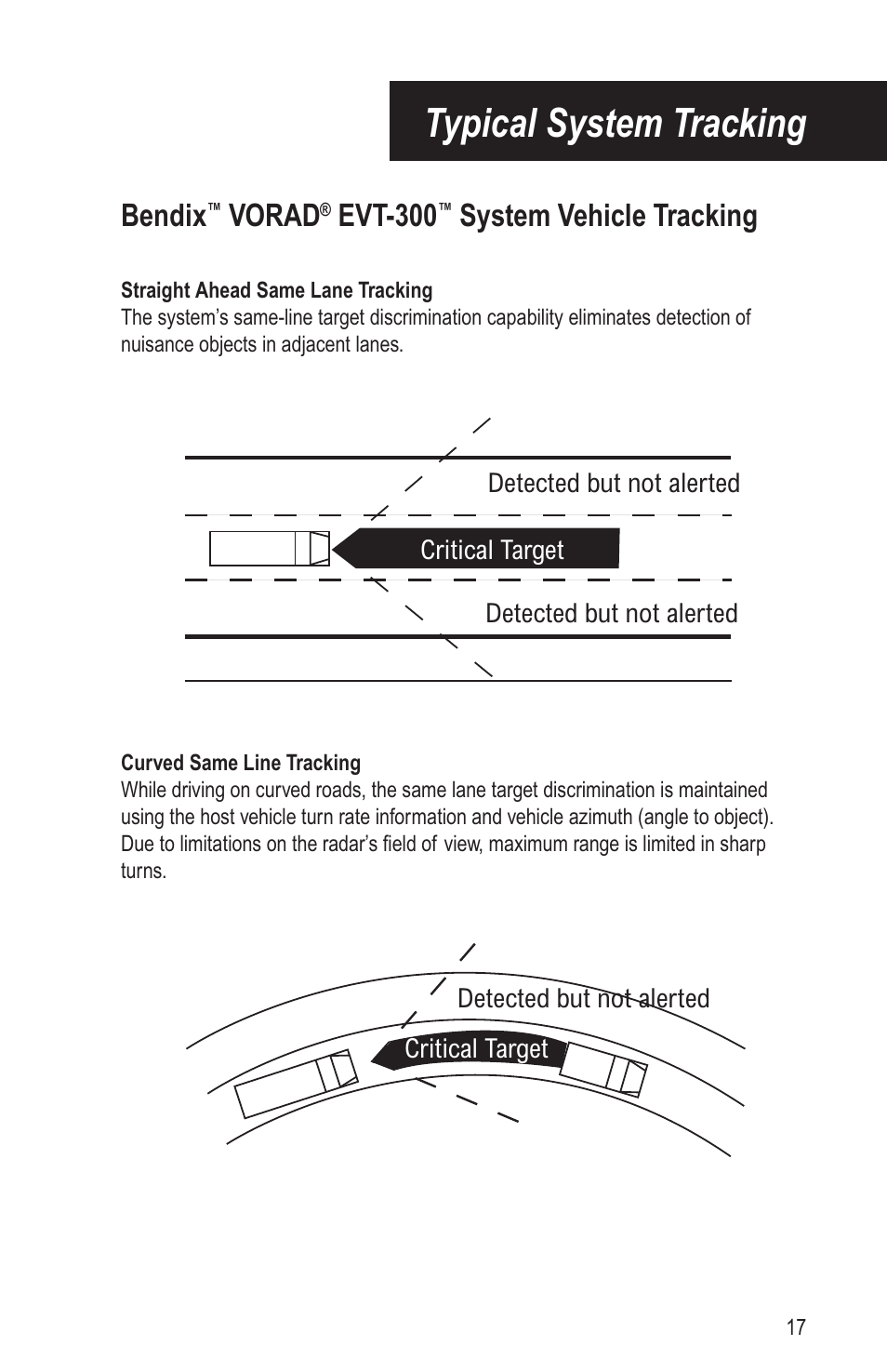Typical system tracking, Bendix, Vorad | Evt-300, System vehicle tracking | Bendix Commercial Vehicle Systems VORAD EVT-300 DRIVER INSTRUCTIONS User Manual | Page 21 / 36