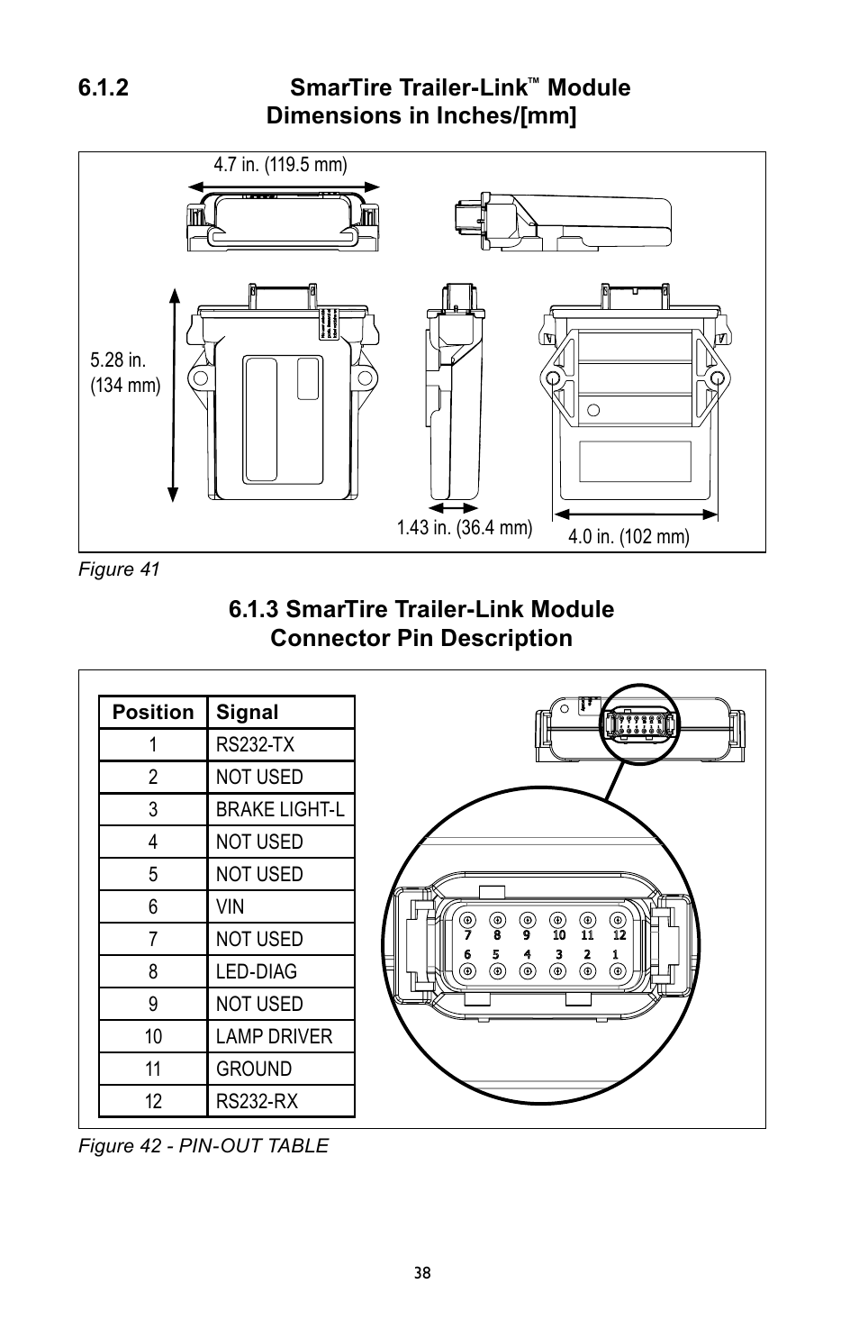 2 smartire trailer-link, Module dimensions in inches/[mm | Bendix Commercial Vehicle Systems SmarTire Trailer-Link Op Manual User Manual | Page 38 / 52