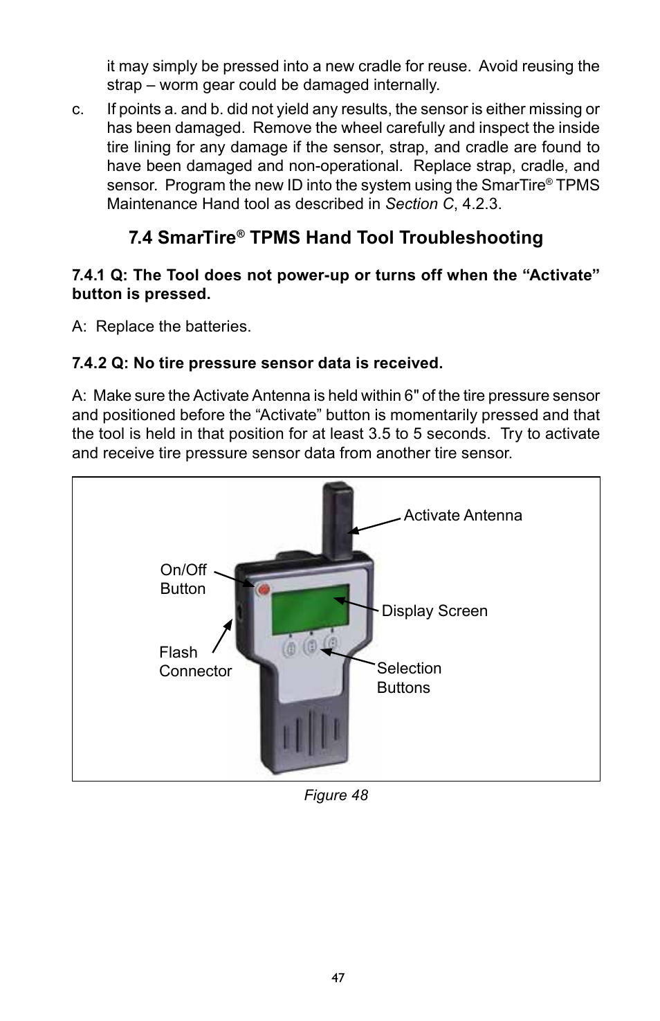 4 smartire, Tpms hand tool troubleshooting | Bendix Commercial Vehicle Systems SmarTire Trailer-Link Op Manual User Manual | Page 47 / 52