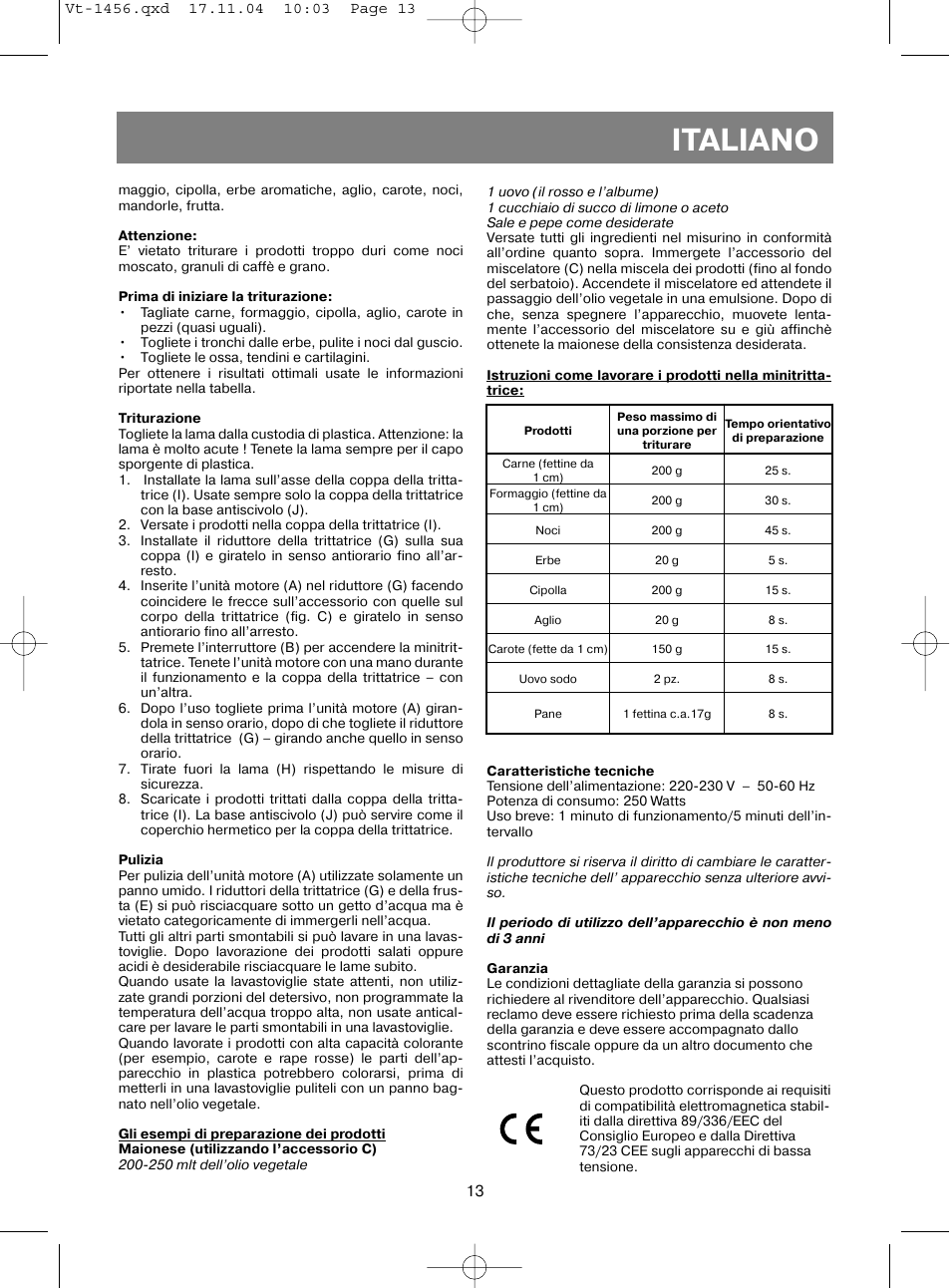 Italiano | Vitek VT-1456 User Manual | Page 14 / 32