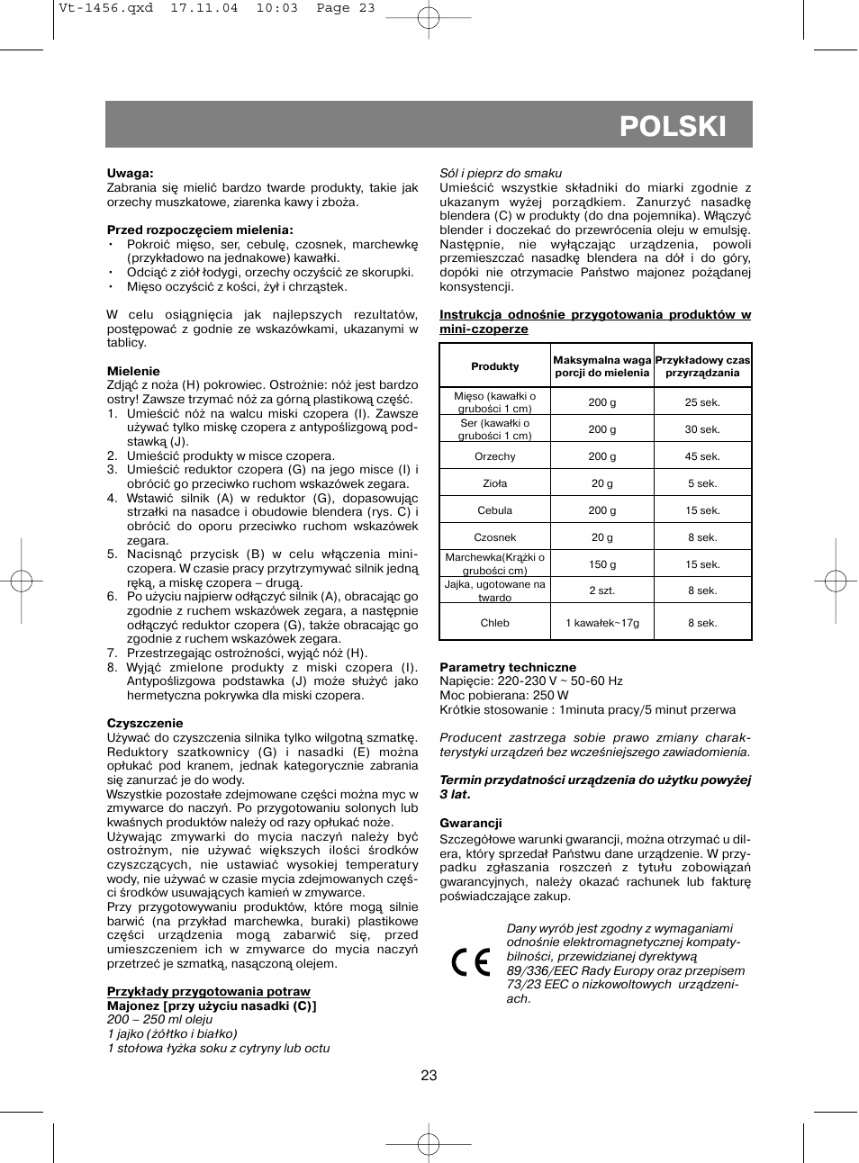 Polski | Vitek VT-1456 User Manual | Page 24 / 32