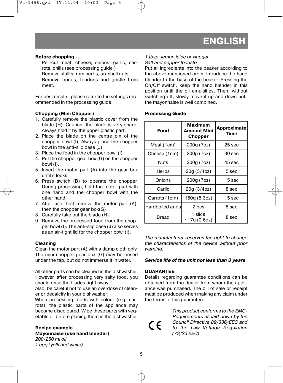 English | Vitek VT-1456 User Manual | Page 6 / 32