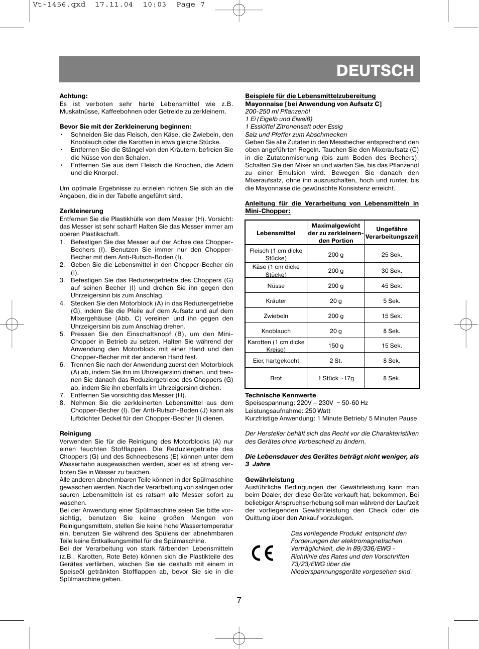 Deutsch | Vitek VT-1456 User Manual | Page 8 / 32