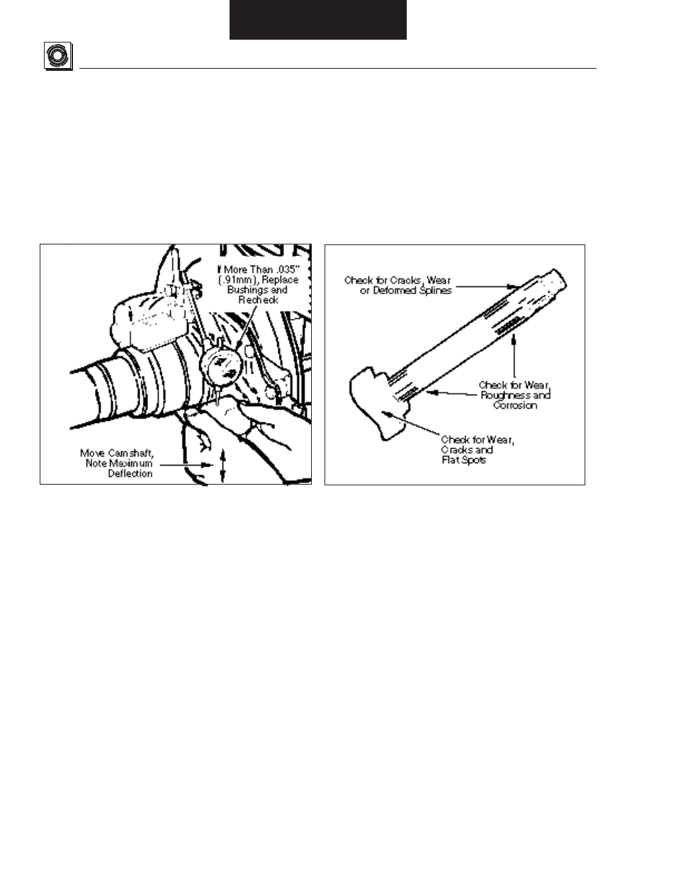 Inspection, Camshaft radial play inspection, Camshaft inspection | Camshaft bushing and seal inspection | Bendix Commercial Vehicle Systems EB/ES BRAKES SERVICE MANUAL User Manual | Page 35 / 56